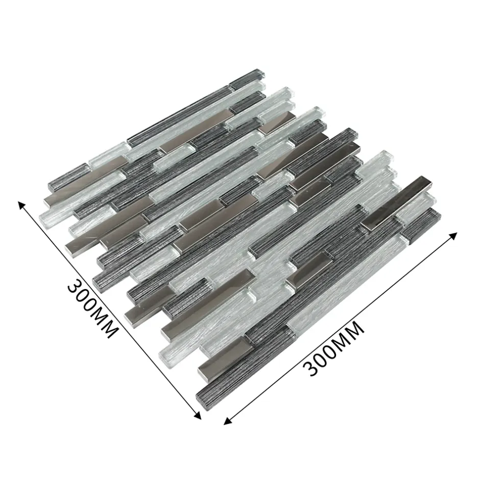 GoodHome Mosaïque verre gris 30x30cm Foxe