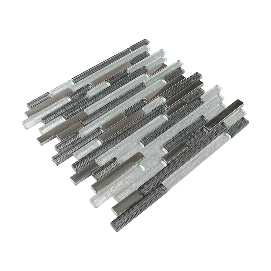 GoodHome Mosaïque verre gris 30x30cm Foxe