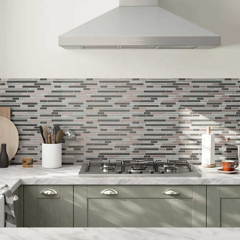 GoodHome Mosaïque verre gris 30x30cm Foxe