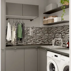 GoodHome Mosaïque verre gris 30x30cm Foxe