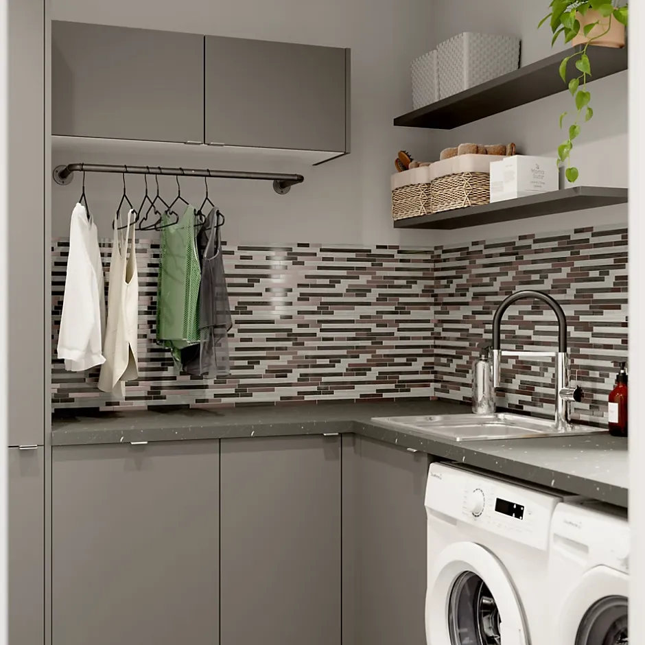 GoodHome Mosaïque verre gris 30x30cm Foxe