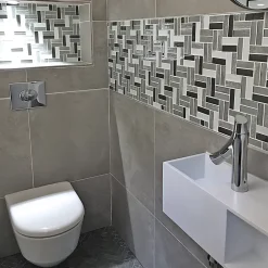 Mosaïque verre Xavier gris L. 27,5 x l. 31,5 cm-Mat Inter Sale