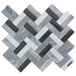 Mosaïque verre Xavier gris L. 27,5 x l. 31,5 cm-Mat Inter Sale