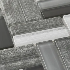 Mosaïque verre Xavier gris L. 27,5 x l. 31,5 cm-Mat Inter Sale