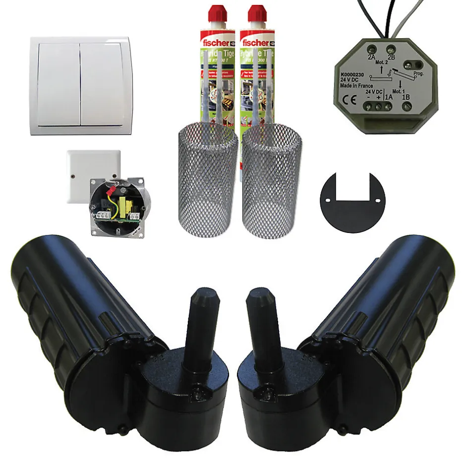 Slid’Up By Mantion Motorisation pour volet 2 battants SLID'UP URANUS filaire - gond 14 mm - kit scellement - alimentation à encastrer