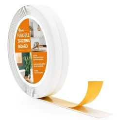 Quest Moulure Souple Auto-Adhésive en PVC 10x10 mm, Plinthe Souple, Bande Élastique pour Finitions et Étanchéité des Jonctions, blanc, 5