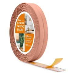 Quest Moulure Souple en PVC 10x10 mm, Auto-Adhésive avec Bande Mousse, Plinthe Souple, pour Finitions et Étanchéité des Jonctions, brun