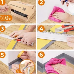 Quest Moulure Souple en PVC 10x10 mm, Auto-Adhésive avec Bande Mousse, Plinthe Souple, pour Finitions et Étanchéité des Jonctions, brun