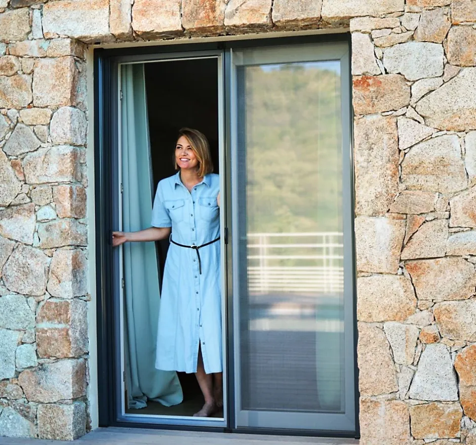 Avosdim Moustiquaire Baie Vitrée Double Porte - L240 x H230 cm - Alu Blanc - Recoupable