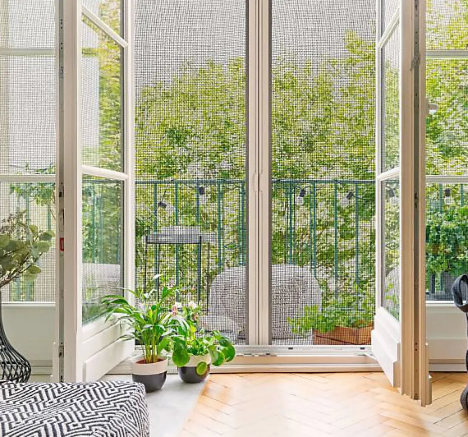 Avosdim Moustiquaire Baie Vitrée Double Porte - L240 x H230 cm - Alu Blanc - Recoupable