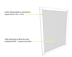 Moustiquaire cadre recoupable 85 x 85cm blanc - Toile fibre de verre-Avosdim Clearance