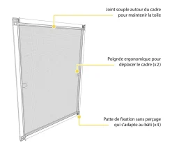 Moustiquaire cadre recoupable 85 x 85cm blanc - Toile fibre de verre-Avosdim Clearance