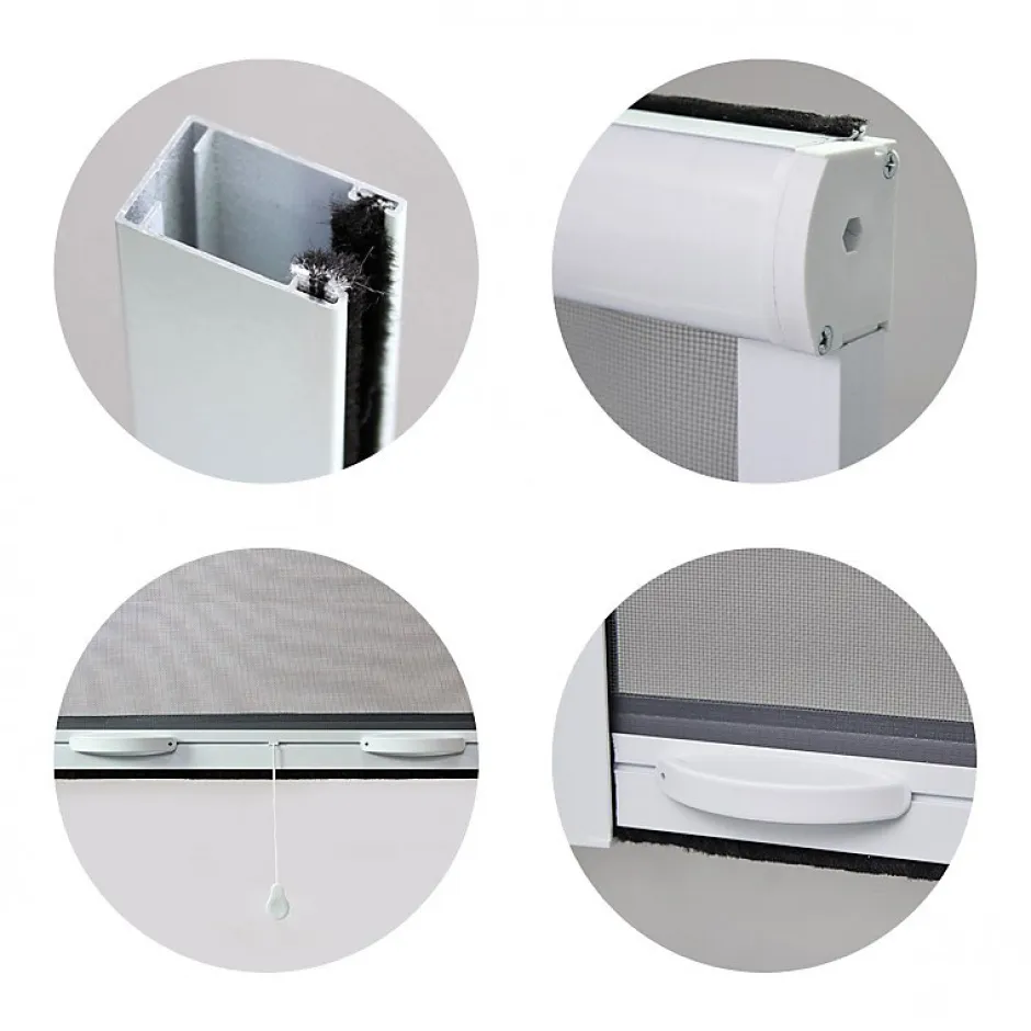 Volet-Moustiquaire MOUSTIQUAIRE ENROULABLE EN ALU H.145 X L.100 CM POUR FENETRE - TOP PRIX - poignées Design