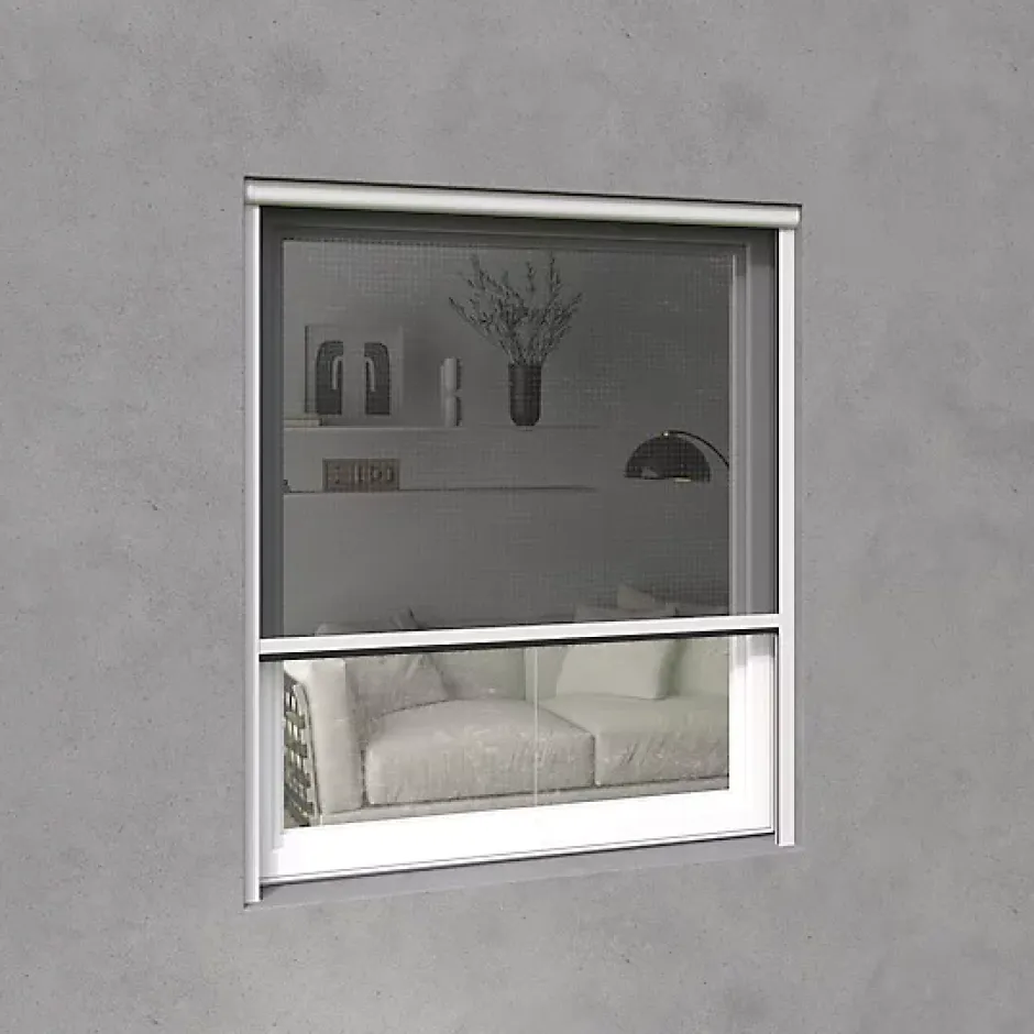 Moustiquaire enroulable pour fenêtre ALU H.170 x L.160 cm, coloris Blanc-Volet-Moustiquaire