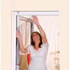 Moustiquaire fenêtre anthracite 18g/m² bande autoagrippante 7,5 mm max 150x180 cm-Easy Life Best