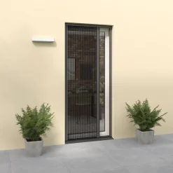 Volet-Moustiquaire Moustiquaire plissée pour porte et porte-fenêtre H230 cm x L140 cm coloris gris