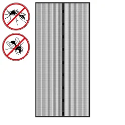 Moustiquaire porte 100x210cm noir montage adhésif sans perçage ni vissage anti insectes-ECD Germany