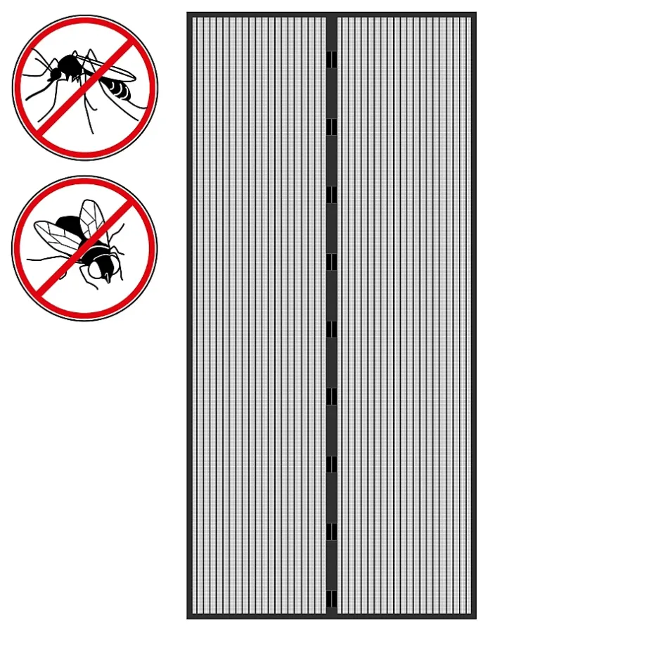 Moustiquaire porte 100x210cm noir montage adhésif sans perçage ni vissage anti insectes-ECD Germany