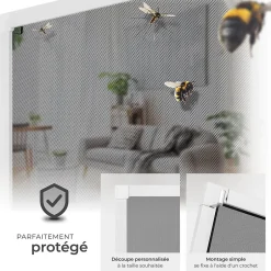 Tectake Moustiquaire pour Fenêtres Découpe individuelle sans percer ni visser