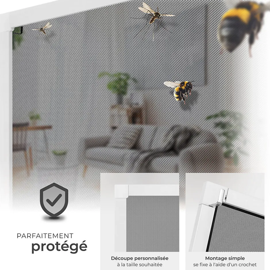 Tectake Moustiquaire pour Fenêtres Découpe individuelle sans percer ni visser