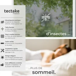Tectake Moustiquaire pour Fenêtres Découpe individuelle sans percer ni visser