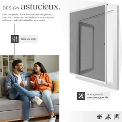 Tectake Moustiquaire pour Fenêtres Découpe individuelle sans percer ni visser
