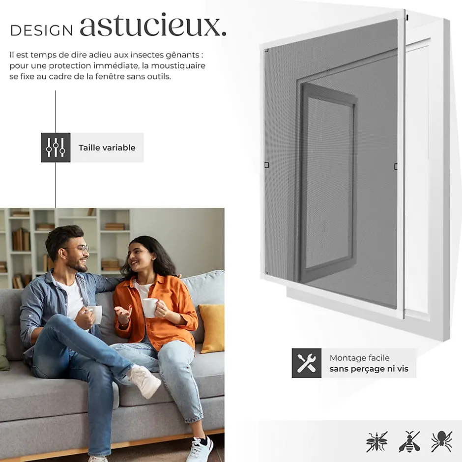 Tectake Moustiquaire pour Fenêtres Découpe individuelle sans percer ni visser