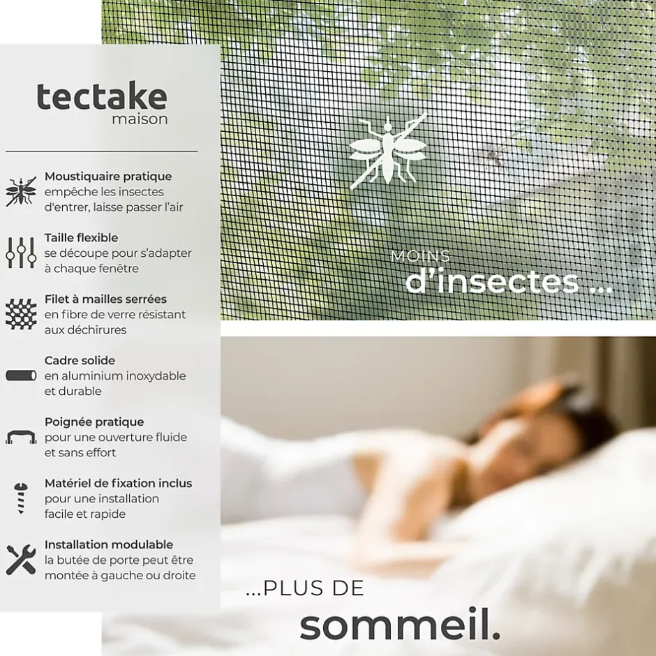 Tectake Moustiquaire pour Portes Découpe individuelle
