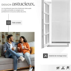 Tectake Moustiquaire pour Portes Découpe individuelle
