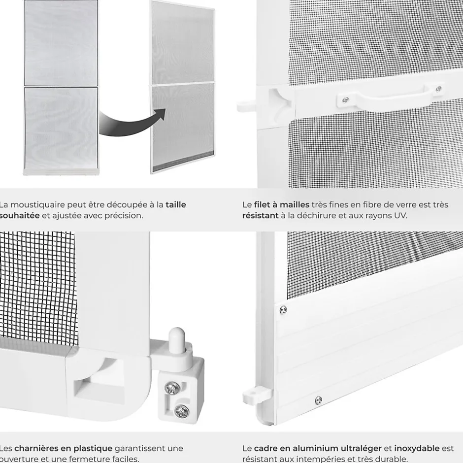 Tectake Moustiquaire pour Portes Découpe individuelle