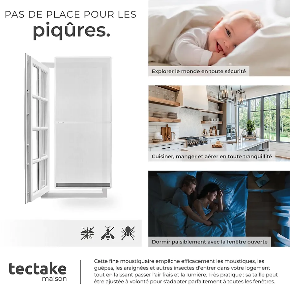 Tectake Moustiquaire pour Portes Découpe individuelle