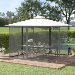 Moustiquaire pour tonnelle barnum polyester nylon 3 x 4 m gris foncé-Outsunny Best