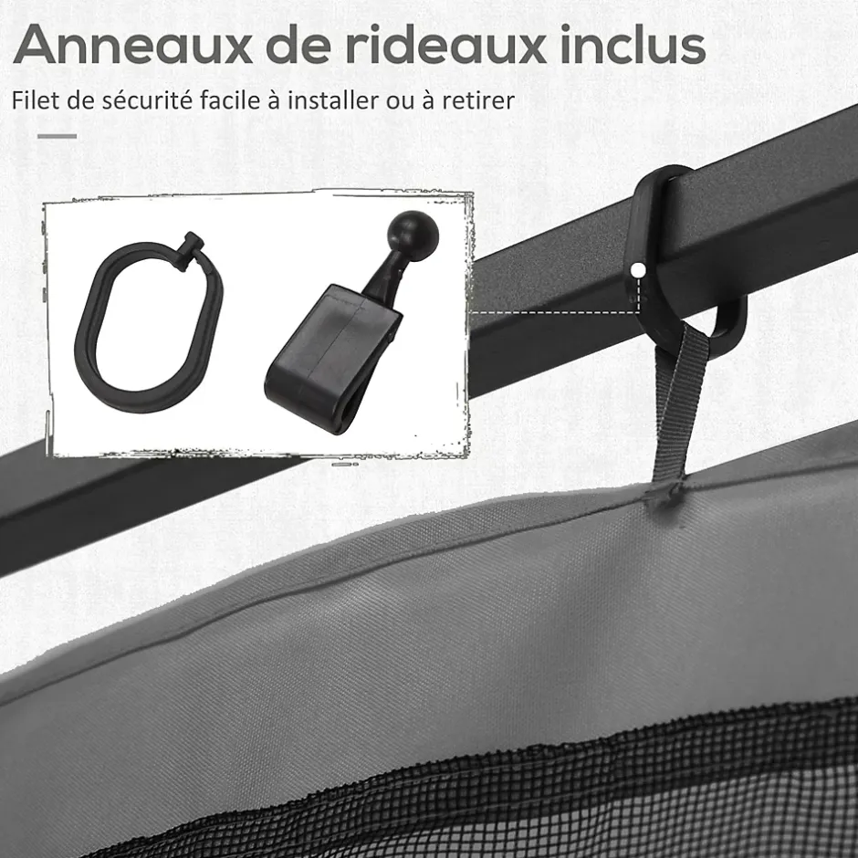 Moustiquaire pour tonnelle barnum polyester nylon 3 x 4 m gris foncé-Outsunny Best