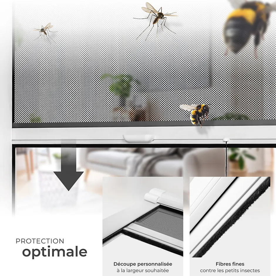 Moustiquaire store pour fenêtre en Aluminium Découpe individuelle-Tectake Hot