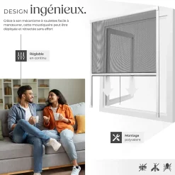 Moustiquaire store pour fenêtre en Aluminium Découpe individuelle-Tectake Hot