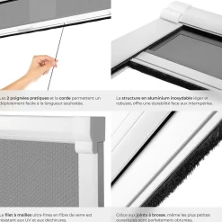 Tectake Moustiquaire store pour fenêtre en Aluminium Découpe individuelle