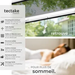 Tectake Moustiquaire store pour fenêtre en Aluminium Découpe individuelle