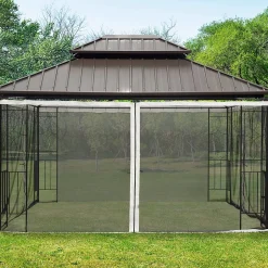 Moustiquaires pour tonnelle barnum 3 x 4 m - lot de 4 moustiquaires zippées + crochets d'attaches - polyester nylon-Outsunny New