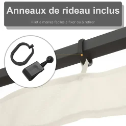 Outsunny Moustiquaires pour tonnelle barnum 3 x 4 m - lot de 4 moustiquaires zippées + crochets d'attaches - polyester nylon