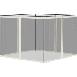 Outsunny Moustiquaires pour tonnelle barnum 3 x 4 m - lot de 4 moustiquaires zippées + crochets d'attaches - polyester nylon