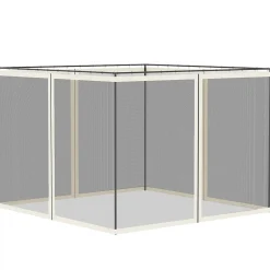 Outsunny Moustiquaires pour tonnelle barnum pavillon de jardin 3x3m nylon noir