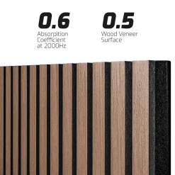 Frankystar Mozart - Lot de 2 panneaux acoustiques à lattes en bois 235x60 cm, marron clair