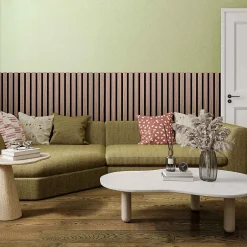 Frankystar Mozart - Lot de 2 panneaux acoustiques à lattes en bois 235x60 cm, marron clair