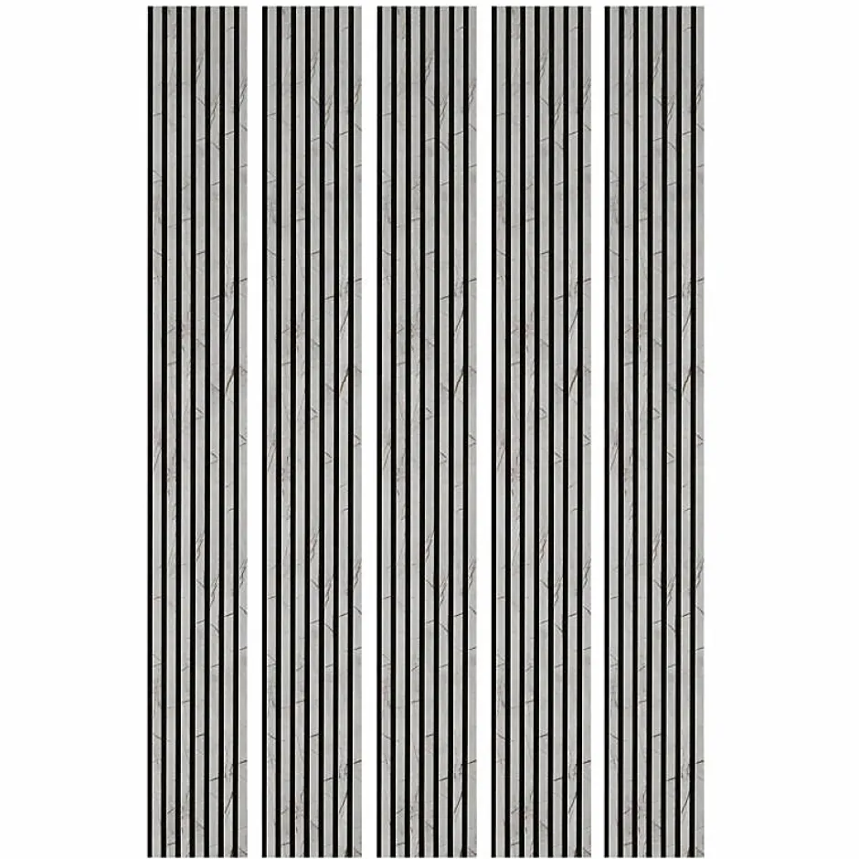 Mur TV - Lot de 5 Panneaux tasseaux bois 250 x 30 x 1,9 cm - décor marbre gris/feutrine noir - 3,75m²-Decoon Outlet