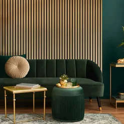 Decoon Mur TV - Lot de 7 Panneaux tasseaux bois 250 x 30 x 1,9 cm - gold/feutrine noir - 5,25m²