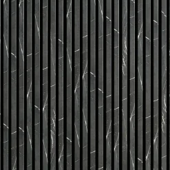 Decoon Mur TV - Lot de 5 Panneaux tasseaux bois 250 x 30 x 1,9 cm - décor marbre noir/feutrine noir - 3,75m²
