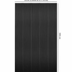 Decoon Mur TV - Lot de 5 Panneaux tasseaux bois 250 x 30 x 1,9 cm - Lamelles placage noir fond noir - 3,75m²