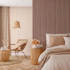 Mur TV - Lot de 5 Panneaux tasseaux bois 250 x 30 x 1,9 cm - rose pastel/feutrine noir - 3,75m²-Decoon Clearance