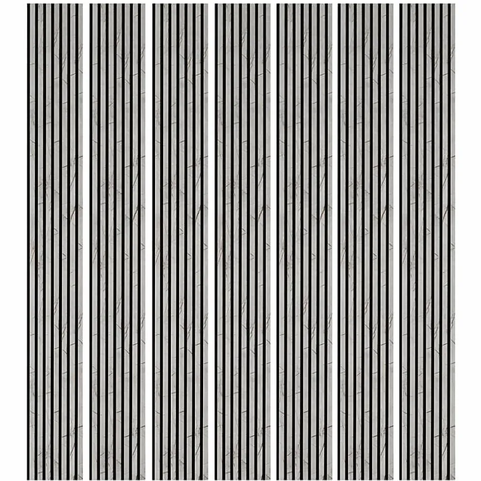 Mur TV - Lot de 7 Panneaux tasseaux bois 250 x 30 x 1,9 cm - décor marbre gris/feutrine noir - 5,25m²-Decoon Best