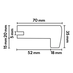 Deschaumes Nez de marche Chêne l.70mm Long. 2m Parquet Ep. 20mm Brut